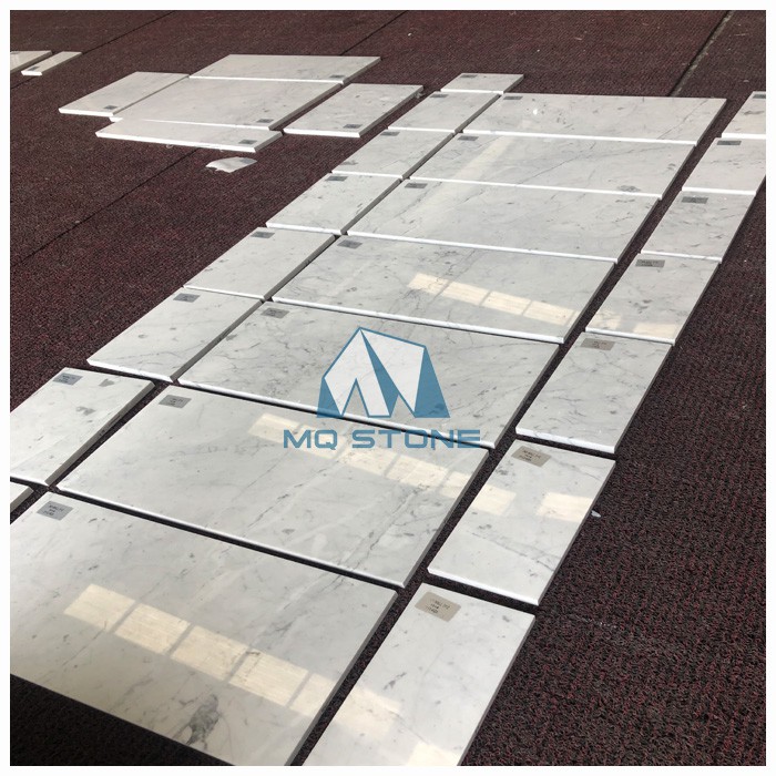 Carrara White tile dry lay out