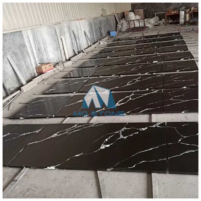 black quartz kitchen worktops