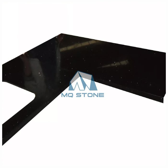 black sparkle quartz kitchen worktops