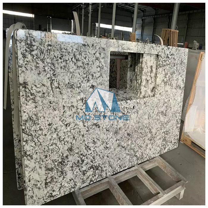 ice blue granite kitchen countertop