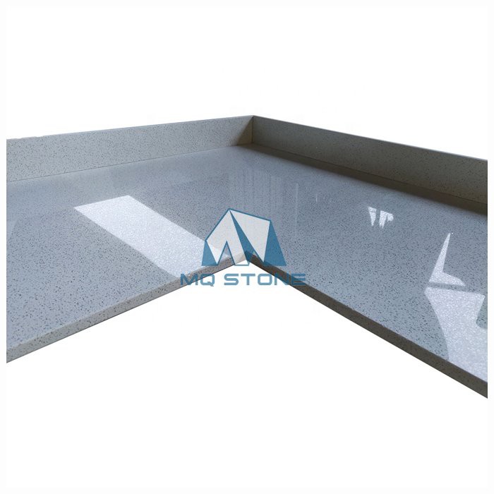 sparkling white quartz countertop with mirror flecks