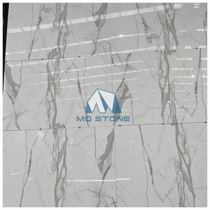 White Statuario Marble Floor Tiles
