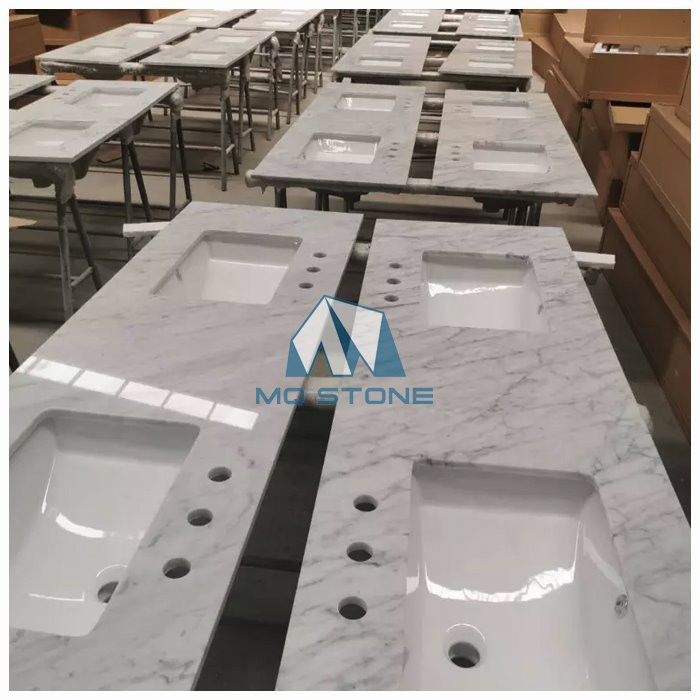 Carrara Marble Double Sink Vanity Top