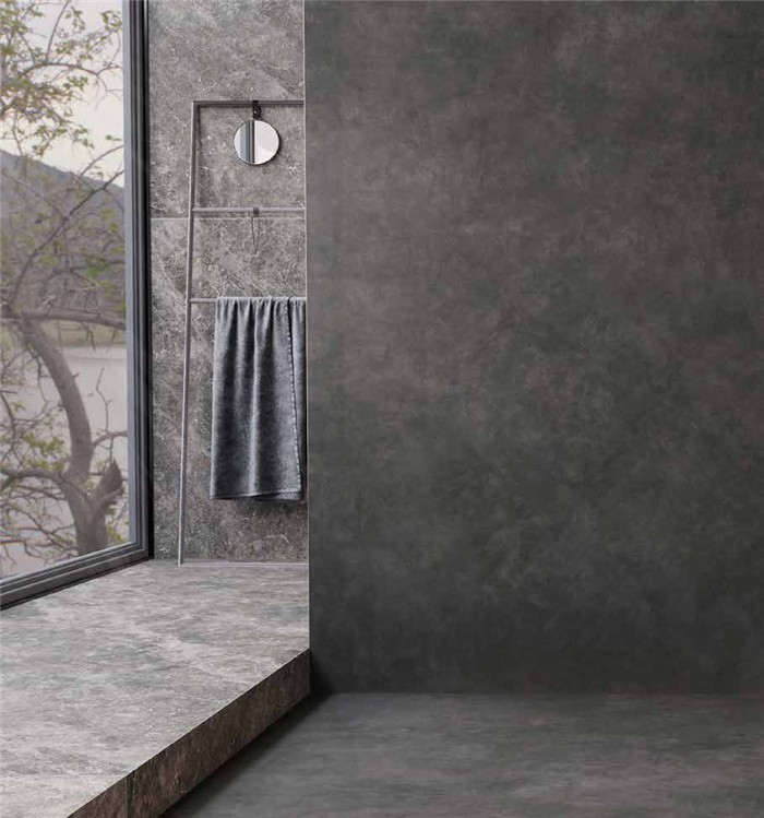 Laminam Dark Grey Sintered Stone bathroom Laminam Dark Grey Sintered Stone bathroom