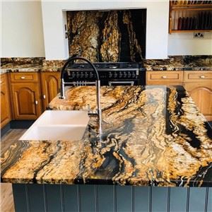 Black With Gold Granite Countertops