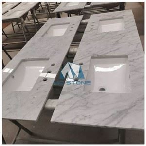 Carrara Marble Double Sink Vanity Top