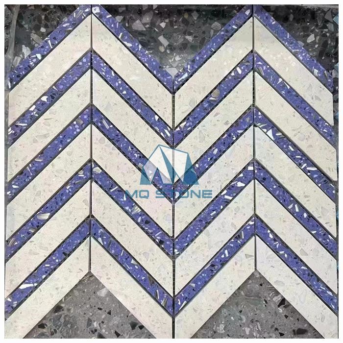Terrazzo Herringbone Mosaic Tiles