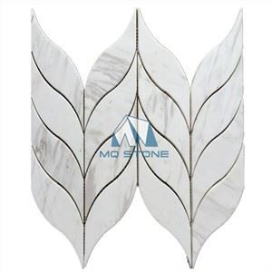 Volakas Marble Leaf Pattern Mosaic Tiles