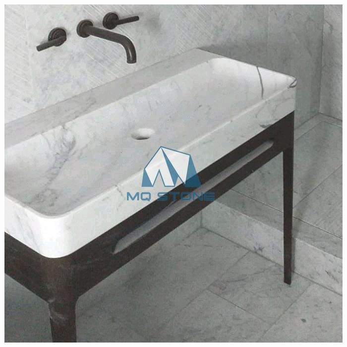 White Carrara Marble Counter Top Basin