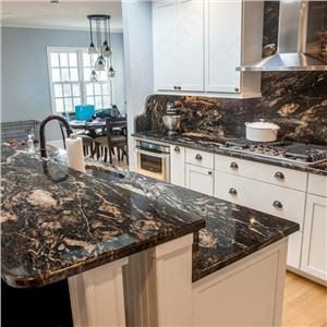 White Kitchen Black Counter Tops